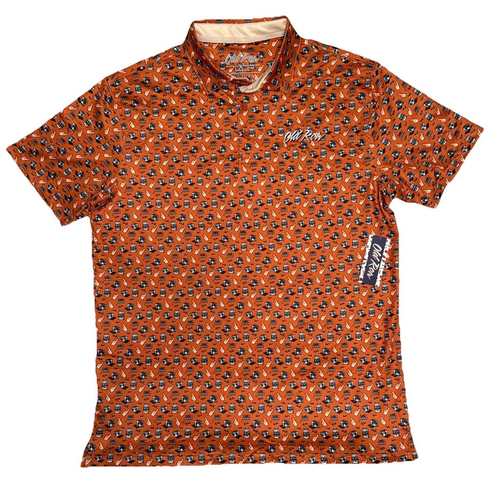 Old Row Large Shirt #1 Pregamer Printed Polo Burnt Orange Golf Sport Men’s L NWT